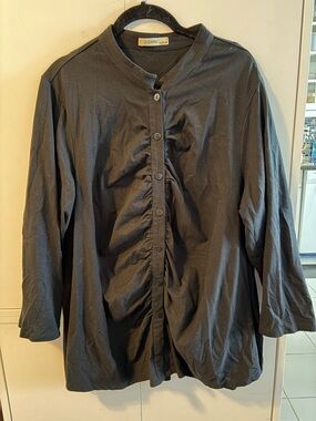 Zappelle Black Button-Front Ruching jersey top T28